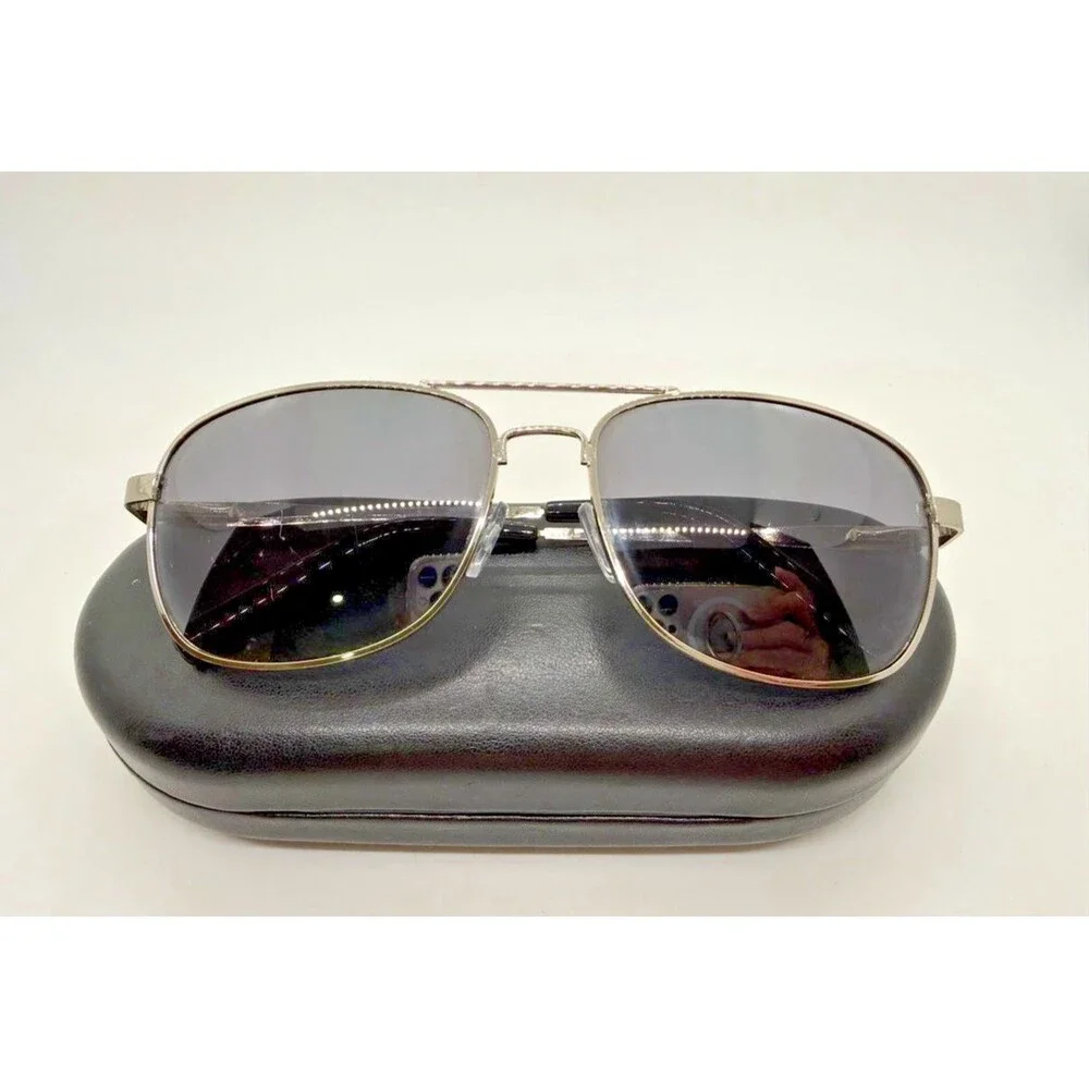 Foster Grant Black Metal‎ Aviator Sunglasses w/ Ray-Ban Hard Case & Cloth Men